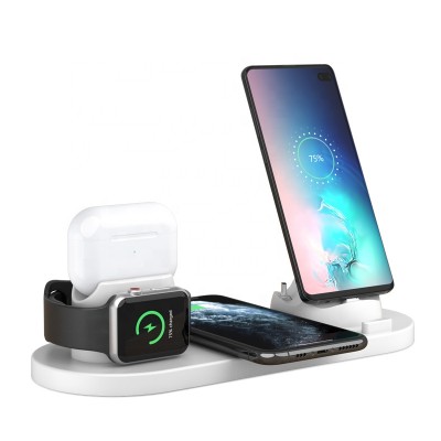 New Arrivals 2020 Cell Phone Watch Earphone 4 in 1 Wireless Charge Docking Station Charging Pad Qi Stand Phone Mobile Charger